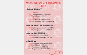 MATCHES DU 2/3 DECEMBRE