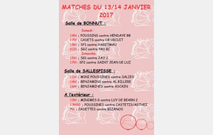 MATCHES DU 13/14 JANVIER