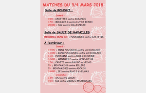 MATCHES DU 3/4 MARS