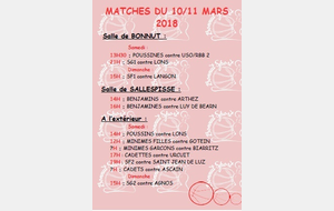 MATCHES DU 10/11 MARS
