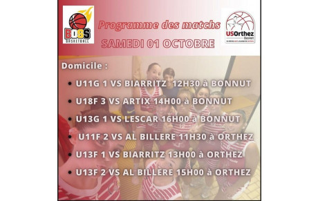 Programme du week-end 1er et 2 Octobre