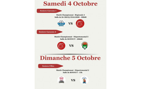 4 et 5 Octobre : Programme du week-end